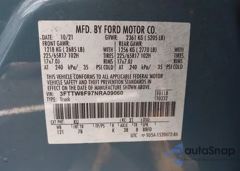 2022 Ford Maverick Xlt from USA, damaged, VIN 3FTTW8F97NRA09060